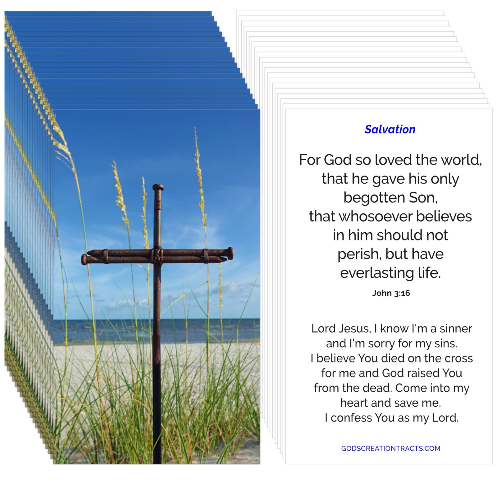 John 3:16 Gospel Tracts – 50 Cards (2 Packs of 25) – Evangelism – Free Shipping
