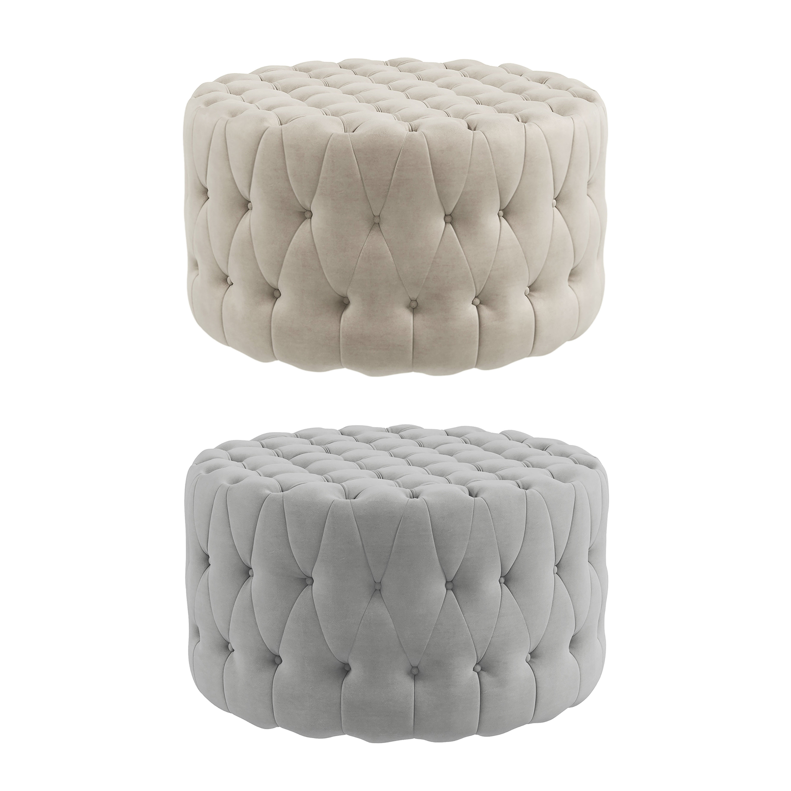 HOMCOM Button Tufted Ottoman Foot Stool with Velvet-feel Upholstery