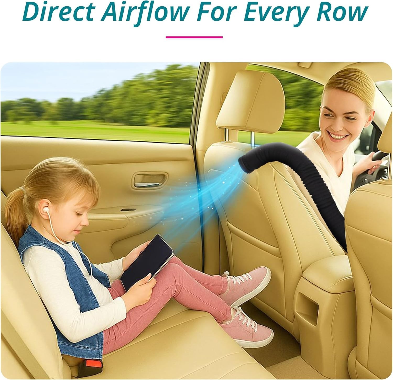 Car AC Vent Extender Hose 10FT Backseat Air Tube Kids Pets Swanoo