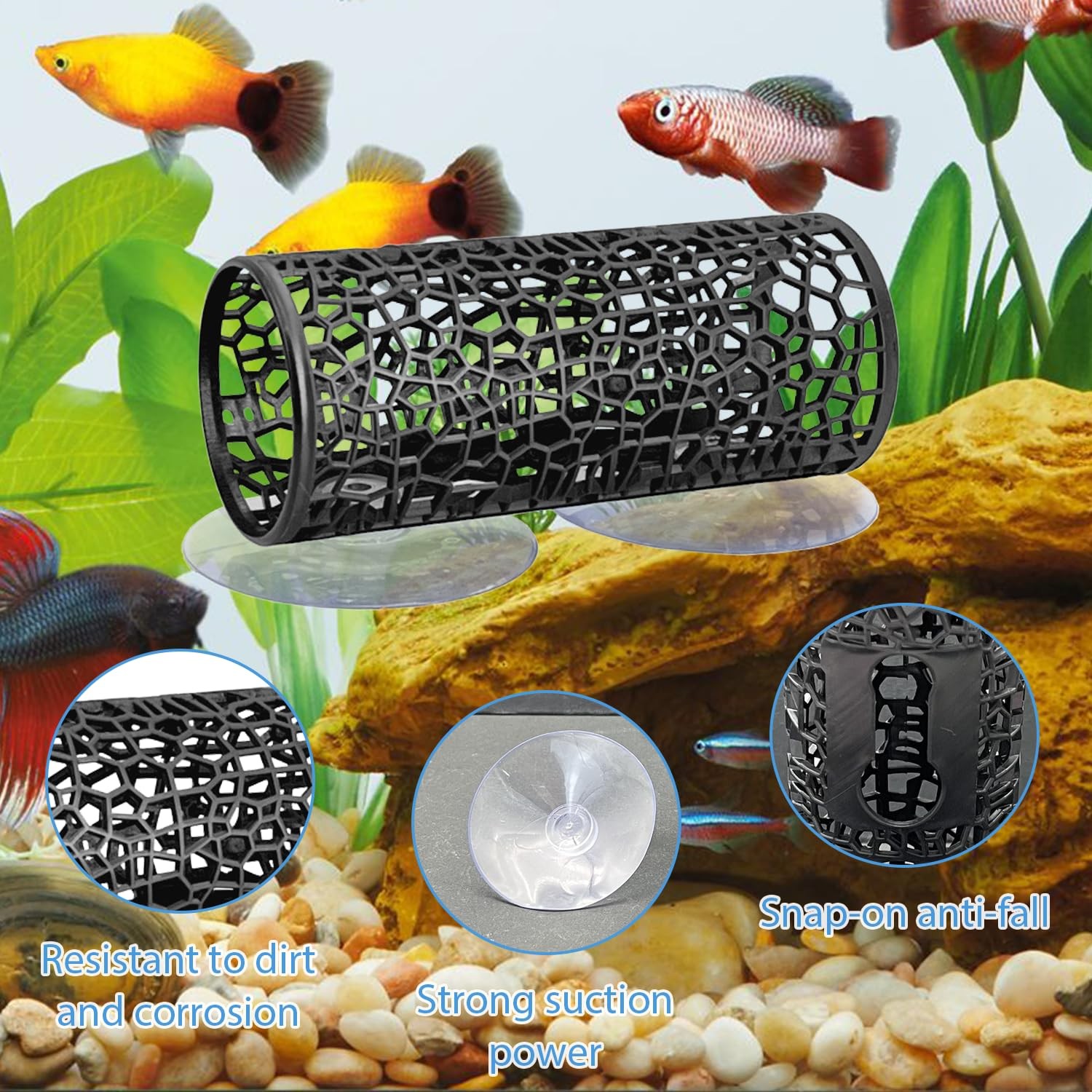 4 Pcs Betta Fish Hammock & Toy Set, Suction Cup Tunnel, Floating Betta Fish S