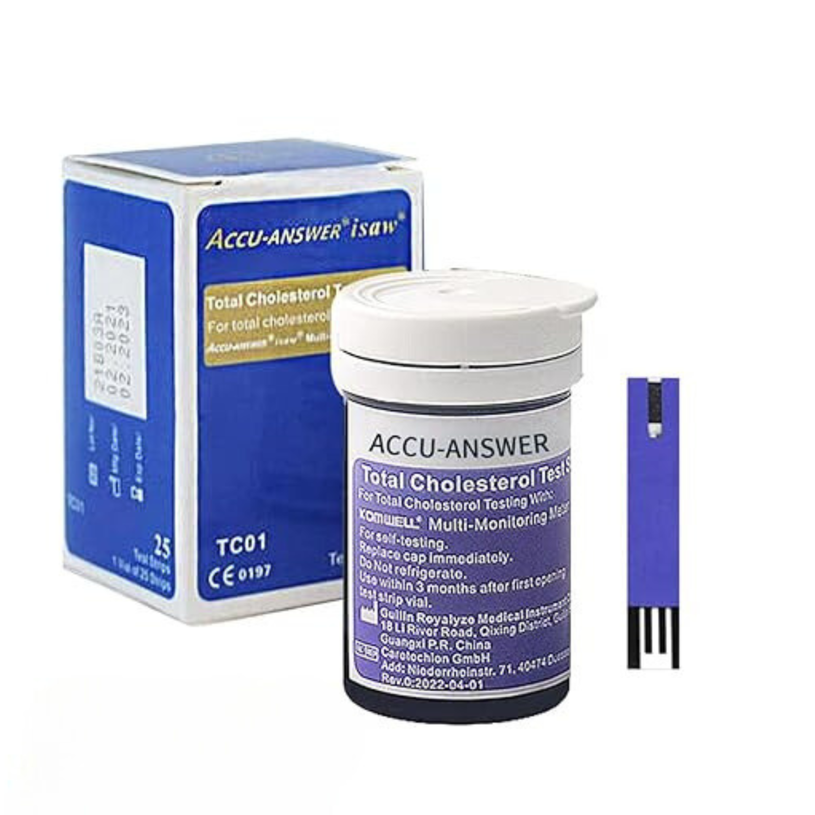 Accu-Answer iSaw Total Cholesterol Test Strips-25 Test Strips Total-USA Seller