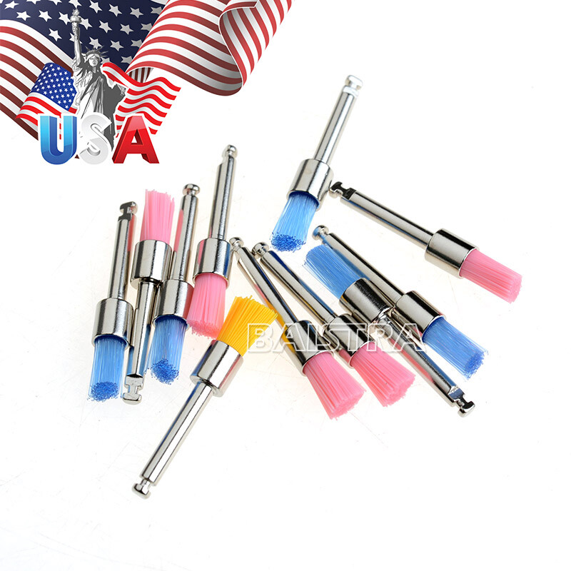 100Pc/P Mixed Color Nylon Latch Flat Polishing Polisher Prophy Bowl Dental Brush