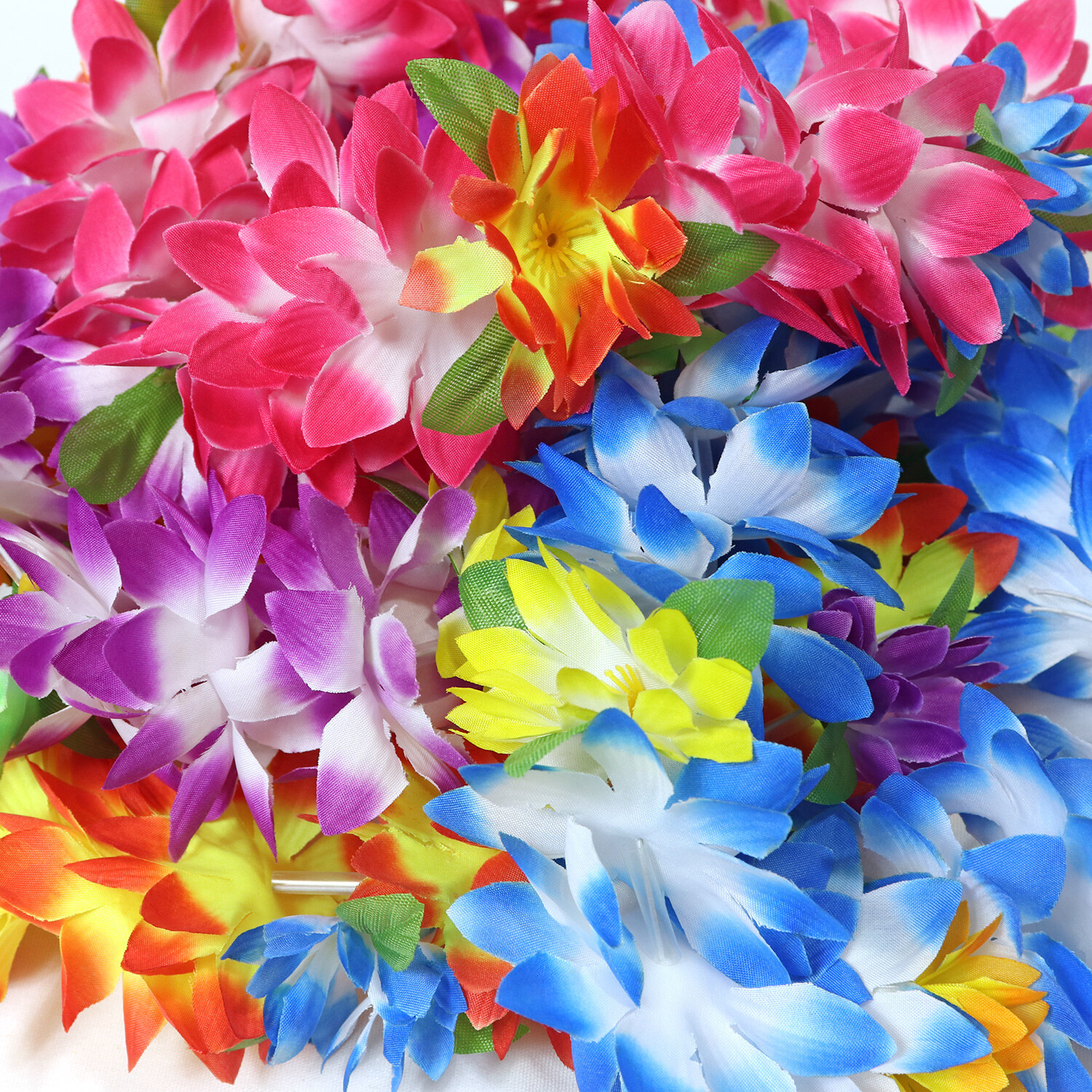 16 Piece Set Hawaiian Flower Leis Headband, Bracelet and Hair Clips Luau Party