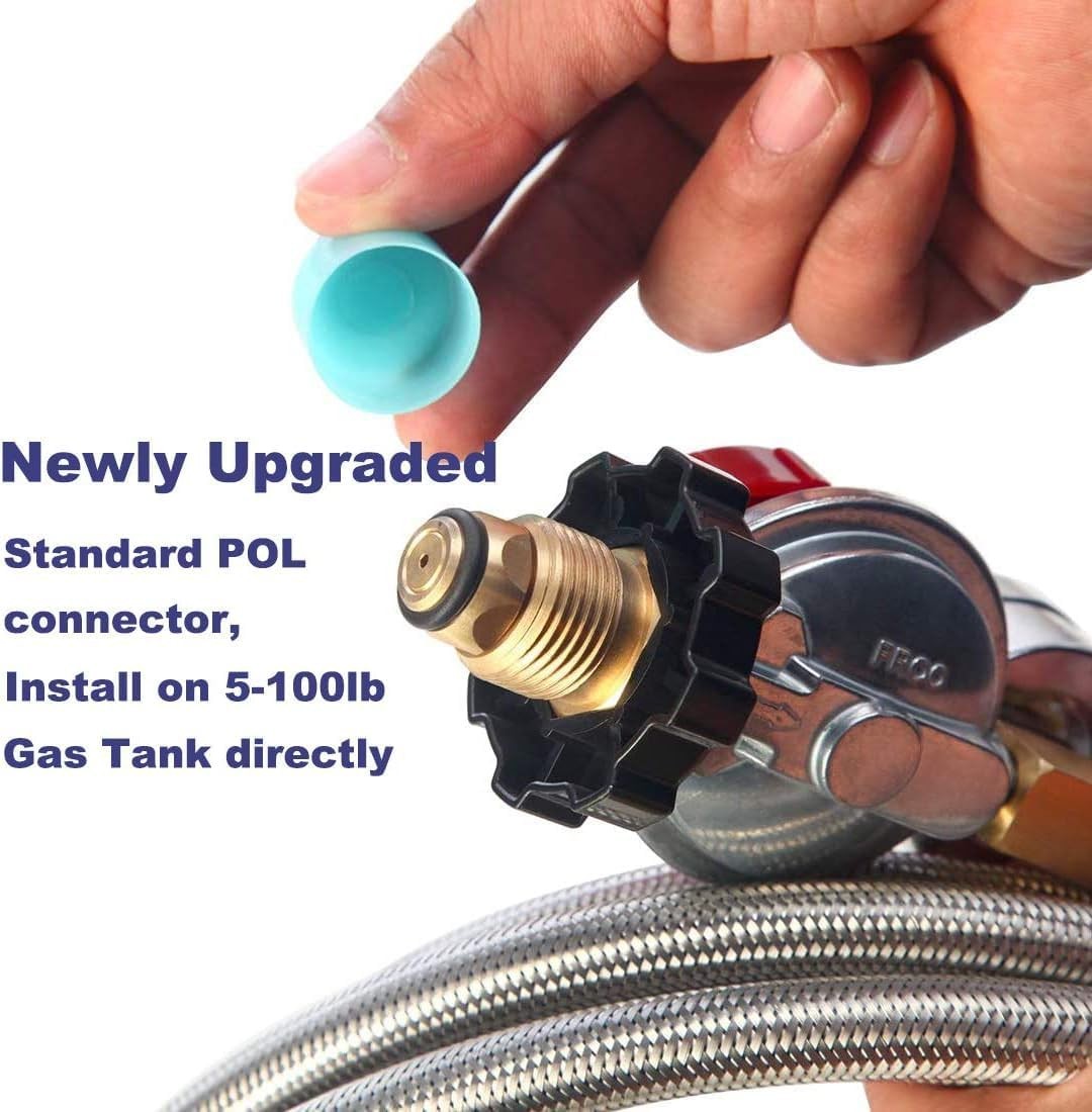 12FT High Pressure Adjustable Propane Gas Regulator Hose Indicator, Stainless