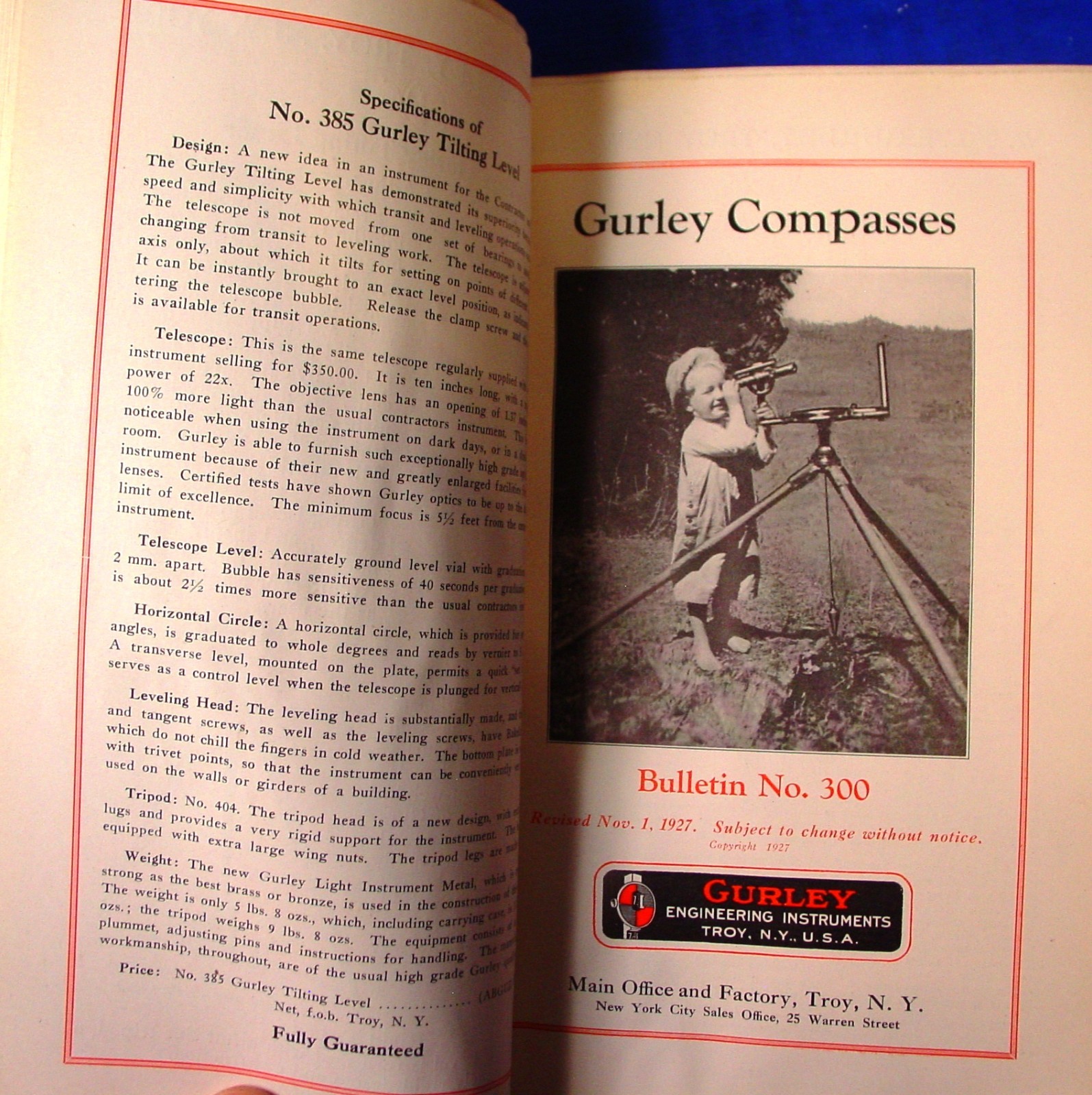 1928 Gurley Engineering Surveying & Drafting Insts. Catalog/Bulletin