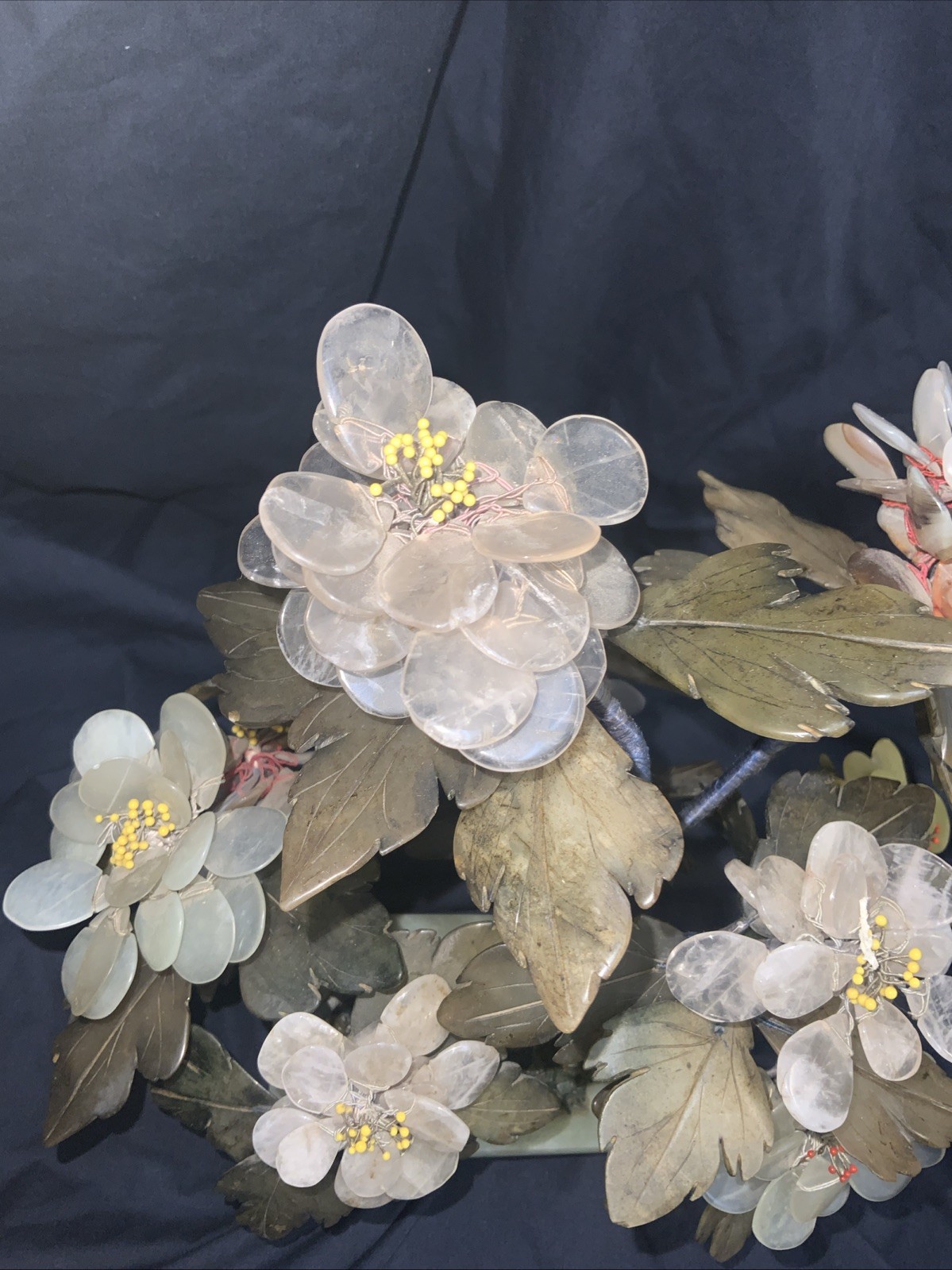 Vtg MCM Jade Agate Carnelian Quartz Large Bonsai Tree