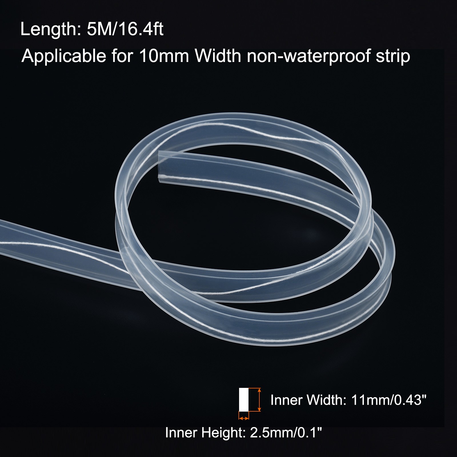 5M Silicone Tube Sleeve Waterproof Fit 5050/5630/5730 10mm Wide LED Strip Clear