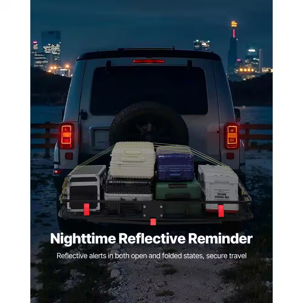 70 X 30 X 6 In. Hitch Cargo Carrier Folding with Reflective Reminder Hitch Lock