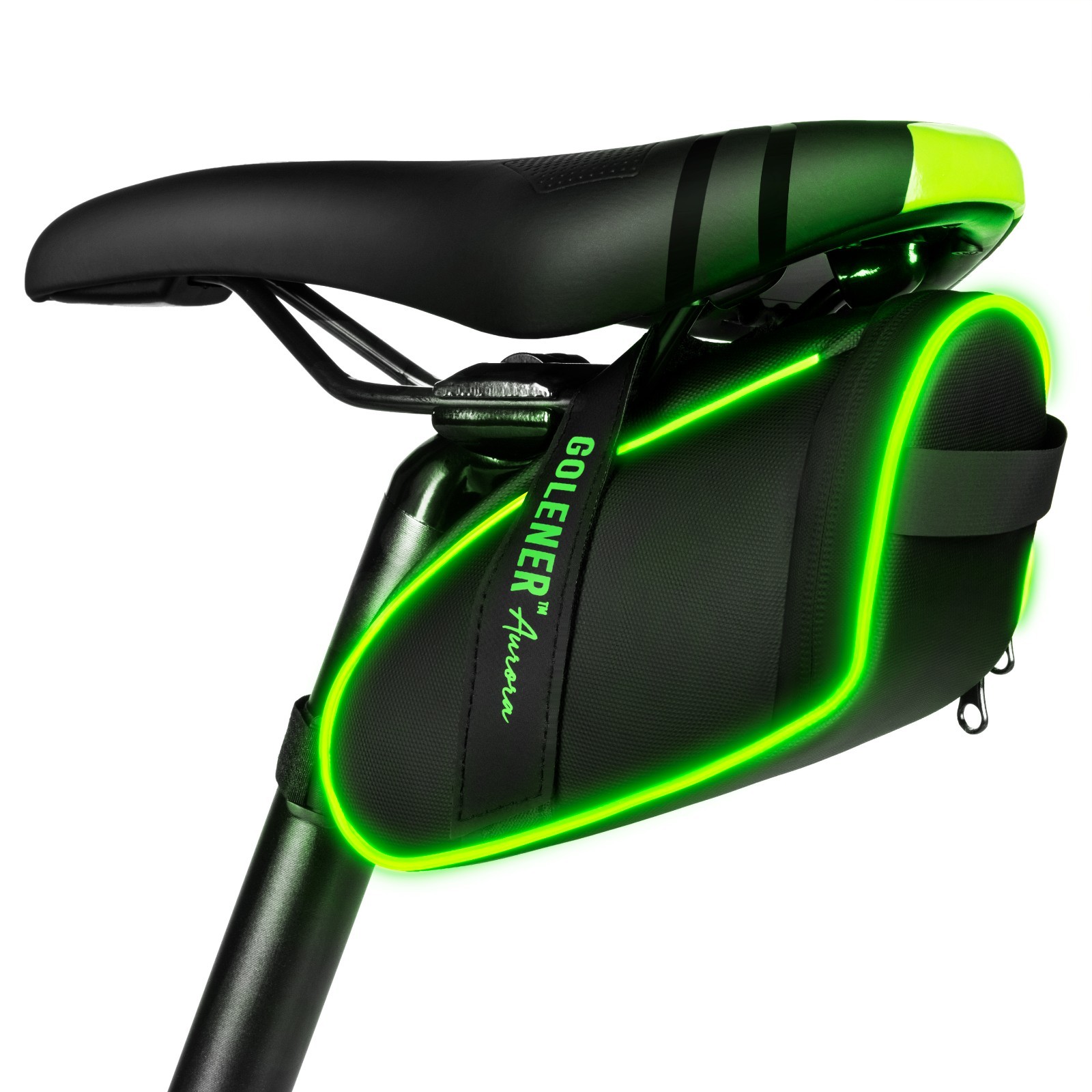 Bicycle Saddle Bag with Luminous Strips - Under Seat Storage Pouch for Cycling