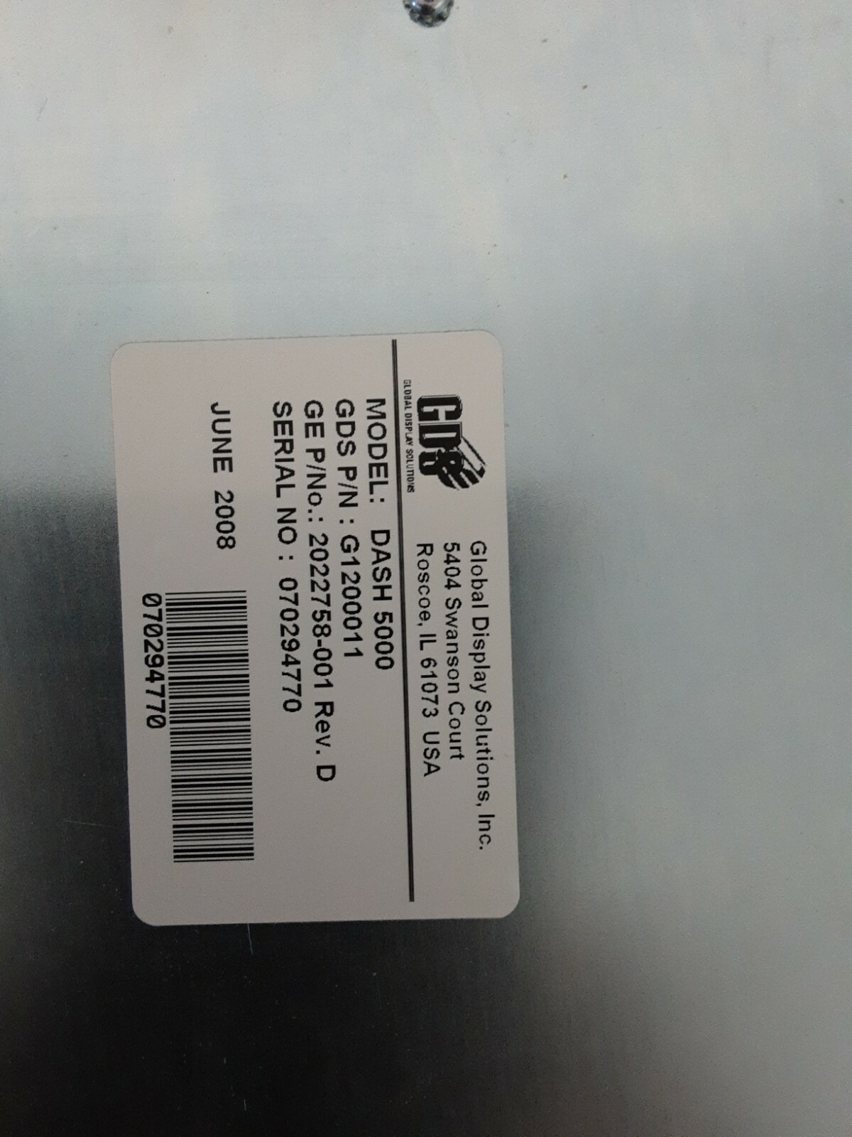 GE Dash 5000 Patient Monitor Display Assembly Complete