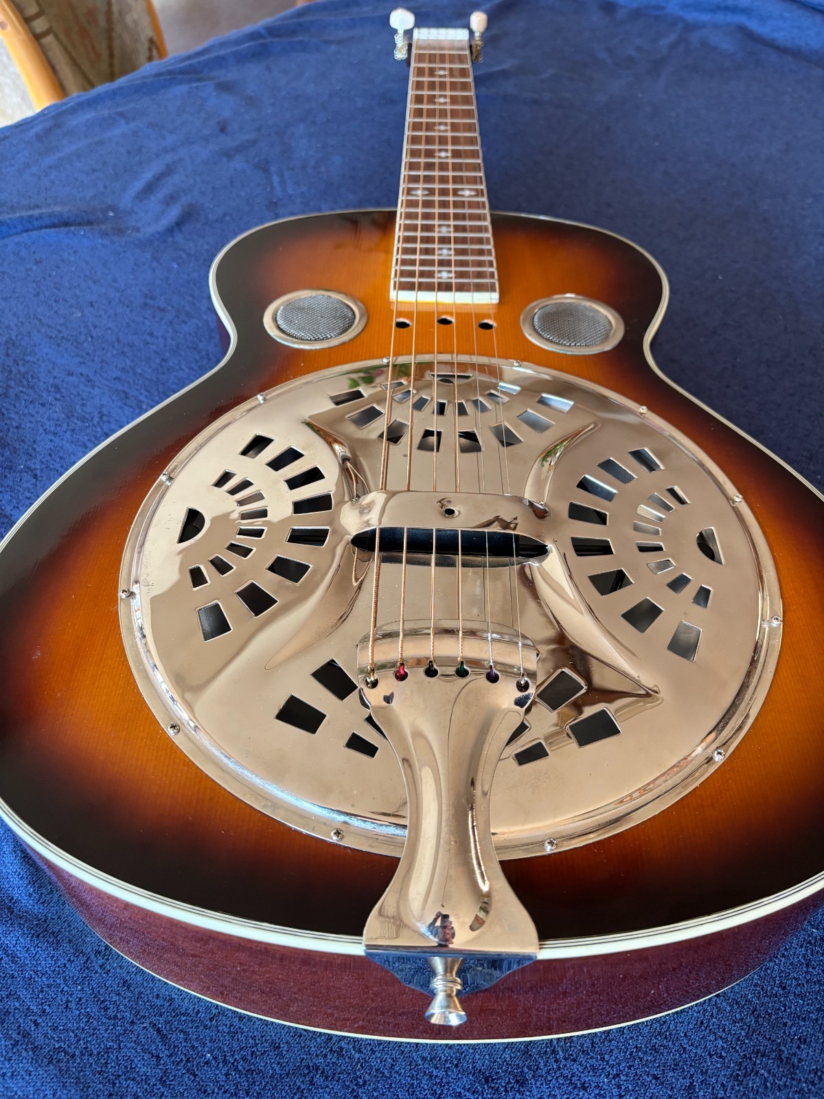 Johnson Square Neck Resonator Guitar Dobro Sunburst Bluegrass Instrument w/Case