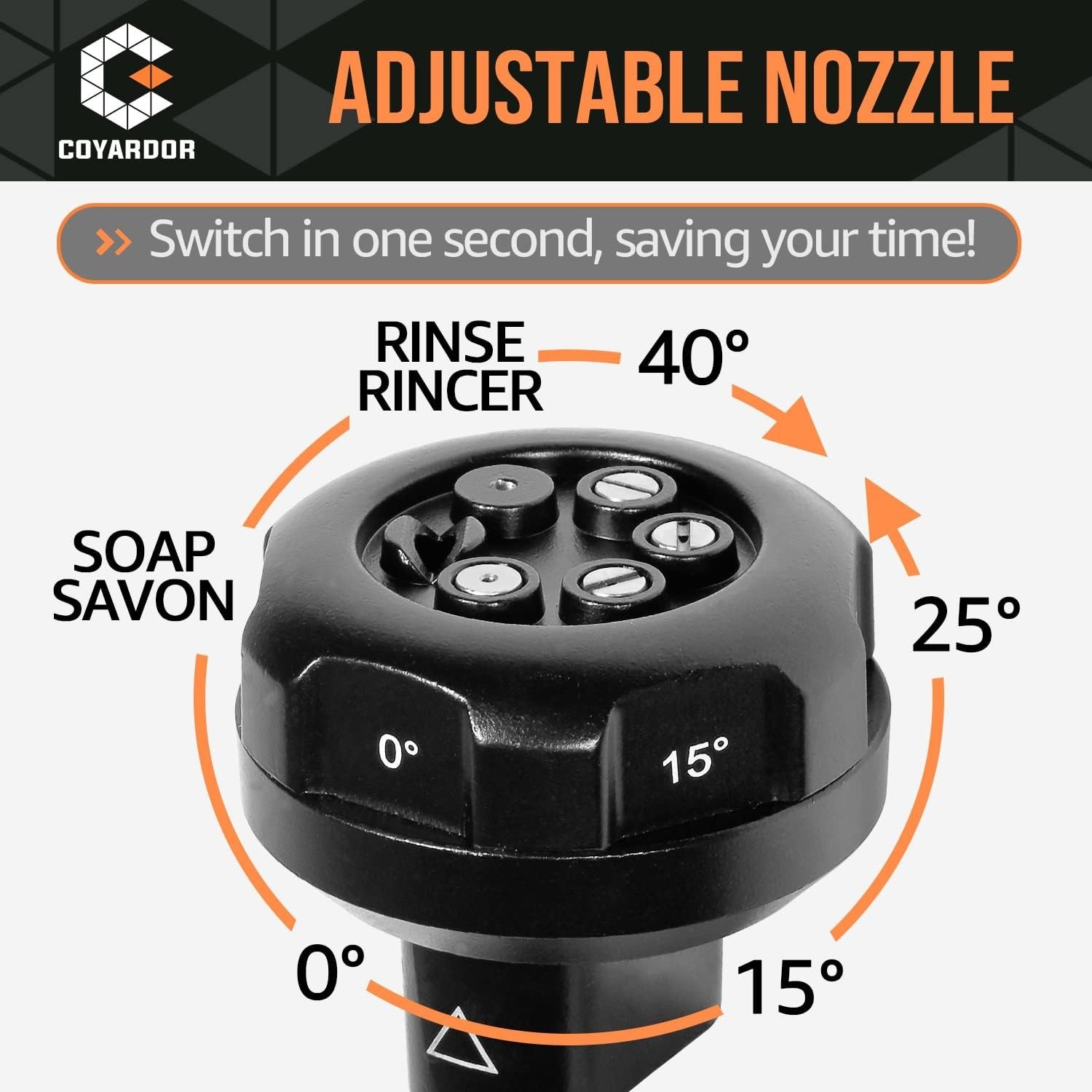 COYARDOR Pressure Washer 6 in 1 Quick Change Over Spray Nozzle Tips, 3000 PSI