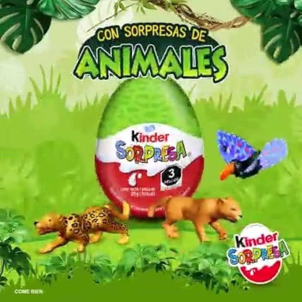 KINDER SORPRESA ANIMALES 🇲🇽 12 PIEZAS - Kinder Surprise (Chocolate Eggs w/Toy)