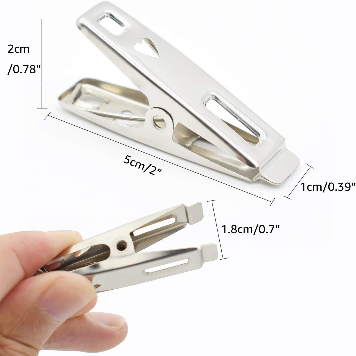 60 PCS Strong Stainless Steel Clothes Pins Metal Laundry Clips with Storage Box