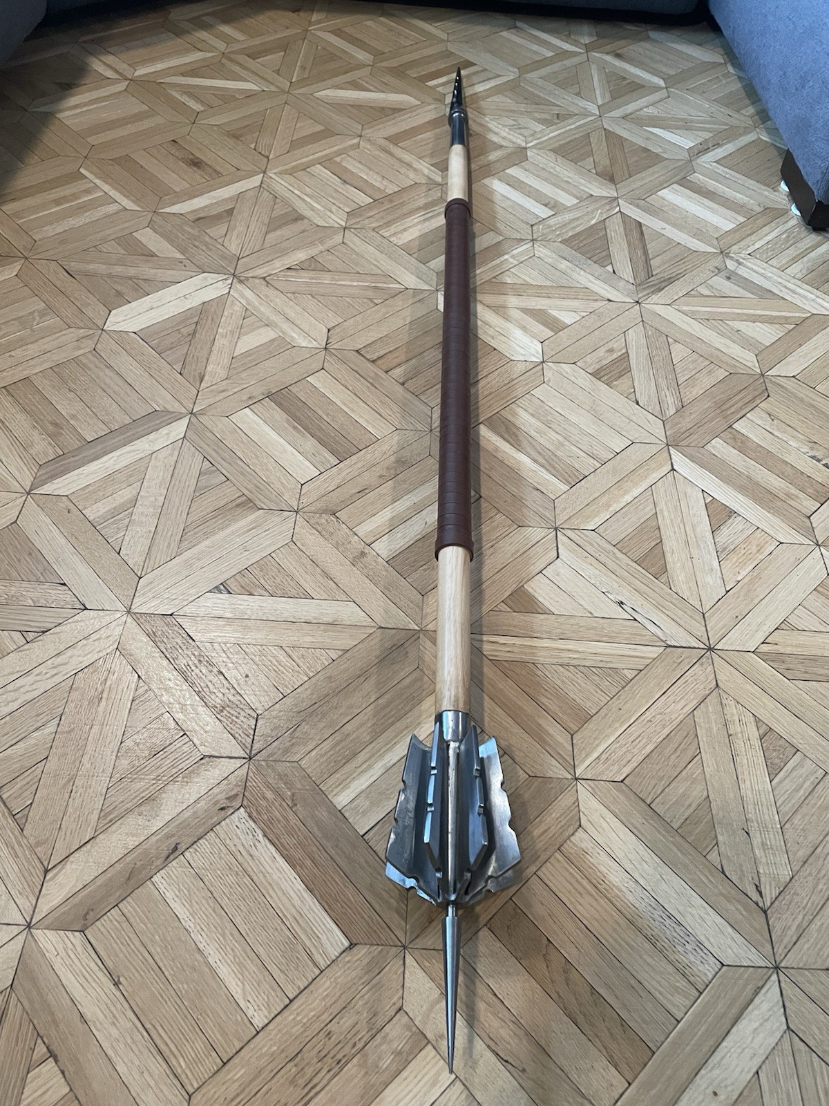 Unique Medieval Double Sided Flanged Mace And Spear 55” Very Sharp