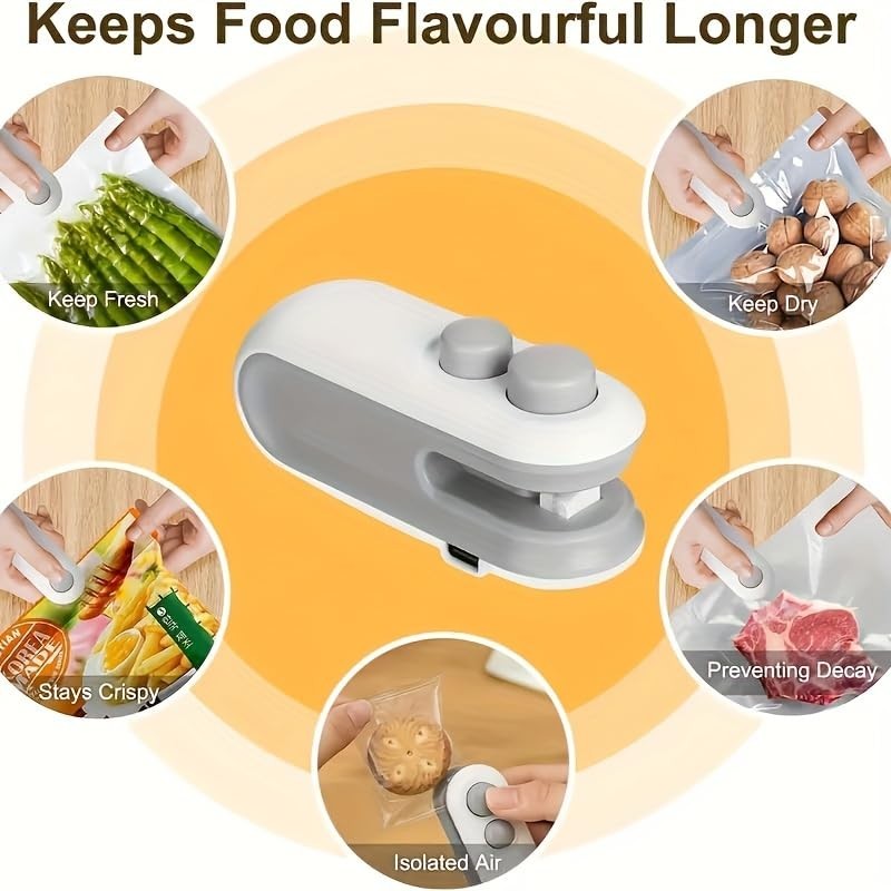 Mini 2-in-1 Snack Heat Sealer, Cutting Portable Food Sealer for Snack Sealing