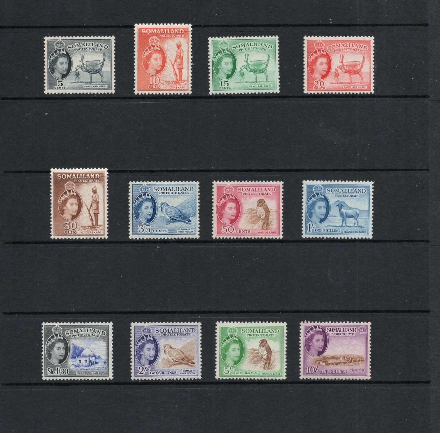 T0489   Somaliland Protectorate  1953/8   QEII pictorials   12v.  MVLH