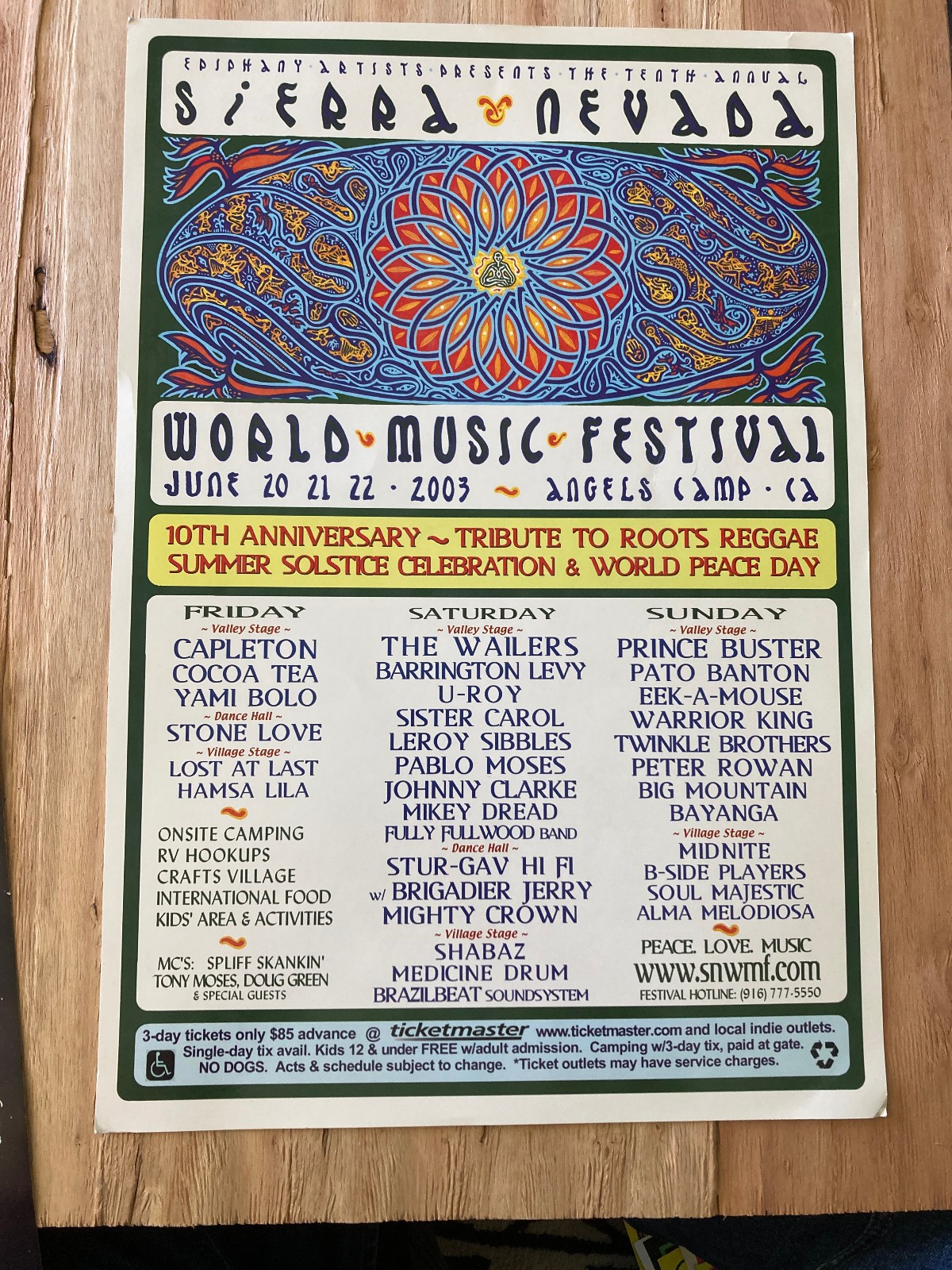 SIERRA NEVADA WORLD MUSIC FESTIVAL 2003 poster Wailers Prince Buster ORIG