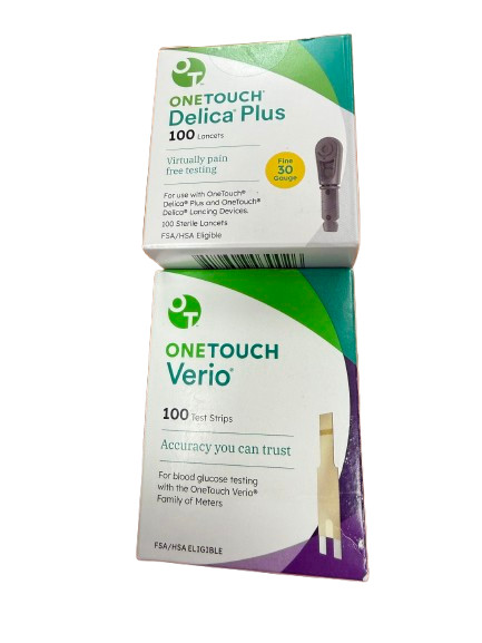 OneTouch Verio Test Strips 100 Count 08/2026+ w/FREE Lancet