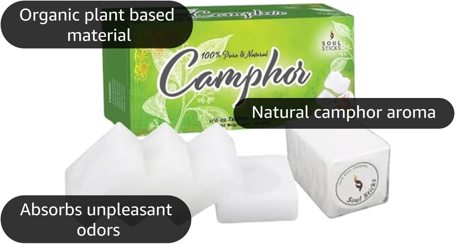 SOUL STICKS Natural Camphor Blocks Pure Camphor Tablets for Aromatherapy & Puja