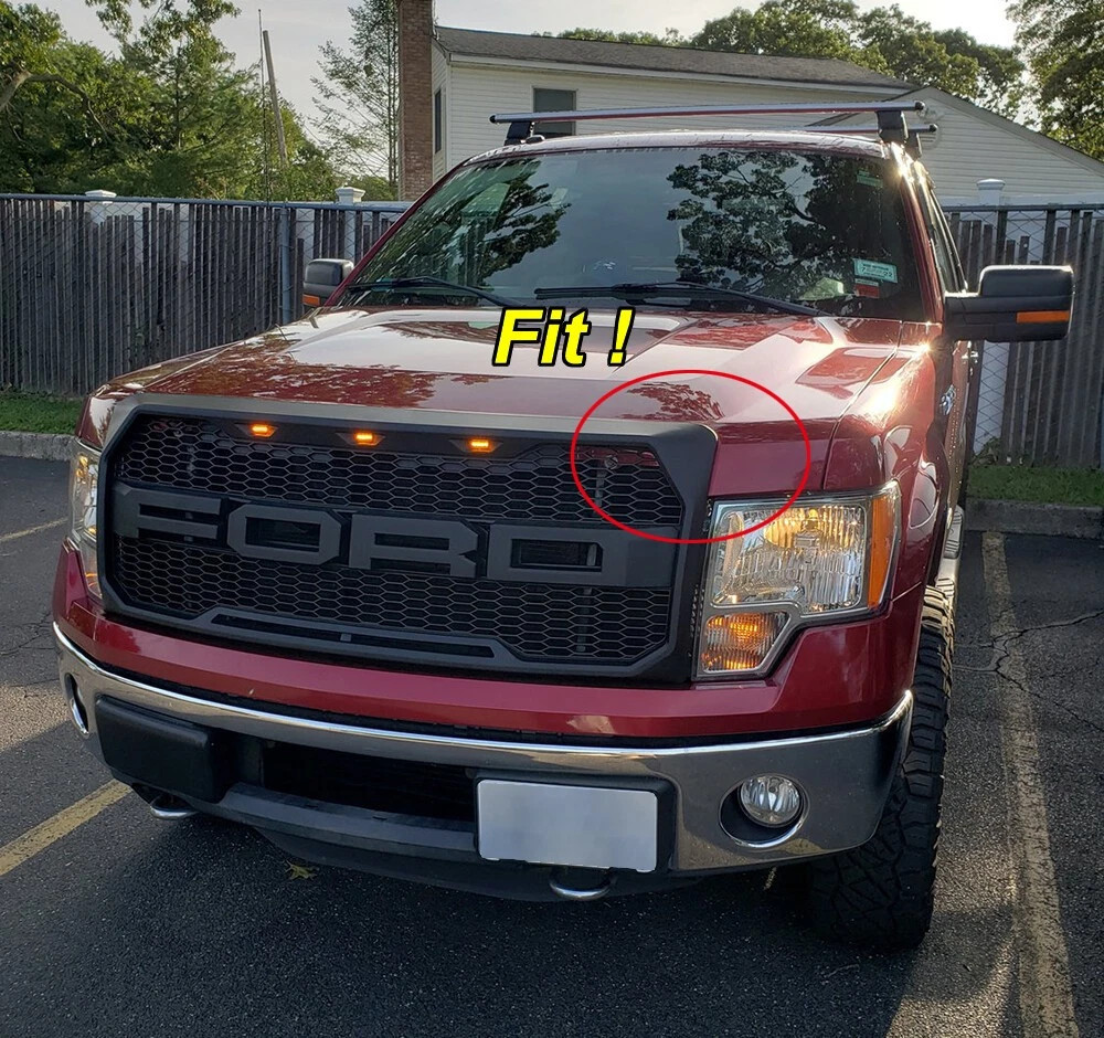 For 2009-2014 Ford F150 F-150 Front Bumper Grille Hood Grill Raptor Style Black