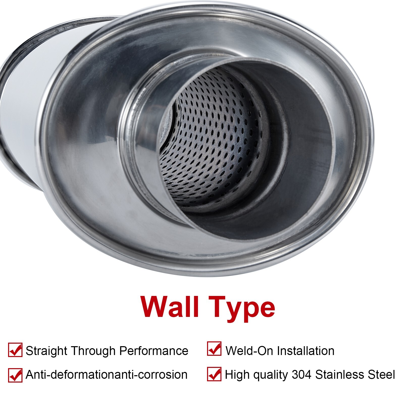 2PCS 2.5'' Ultra Quiet Muffler Resonator 2.5 in,304s Exhaust Vibrant Resonator