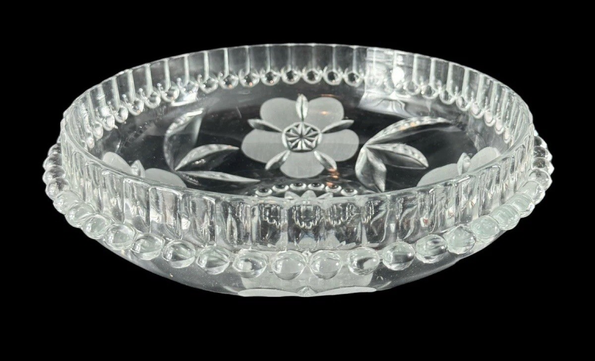 DECOR Italian Floral Beaded Art Glass Serving Bowl Set & Six Bowls Insalta Oslo