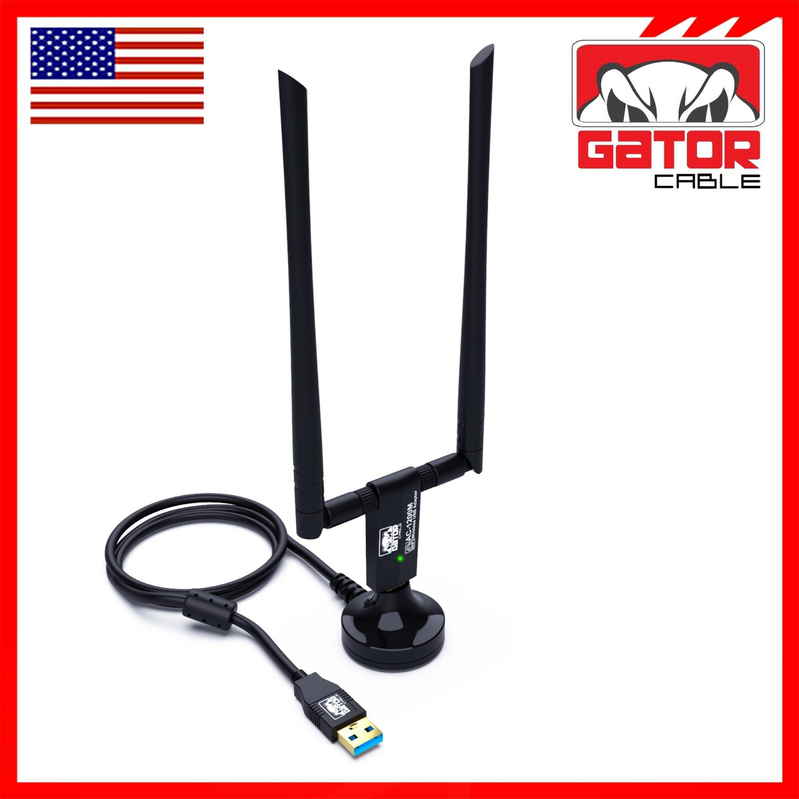 WiFi Wireless Antenna USB 3.0 Adapter Long Range 1200Mbps Dual Band 5GHz 2.4GHz
