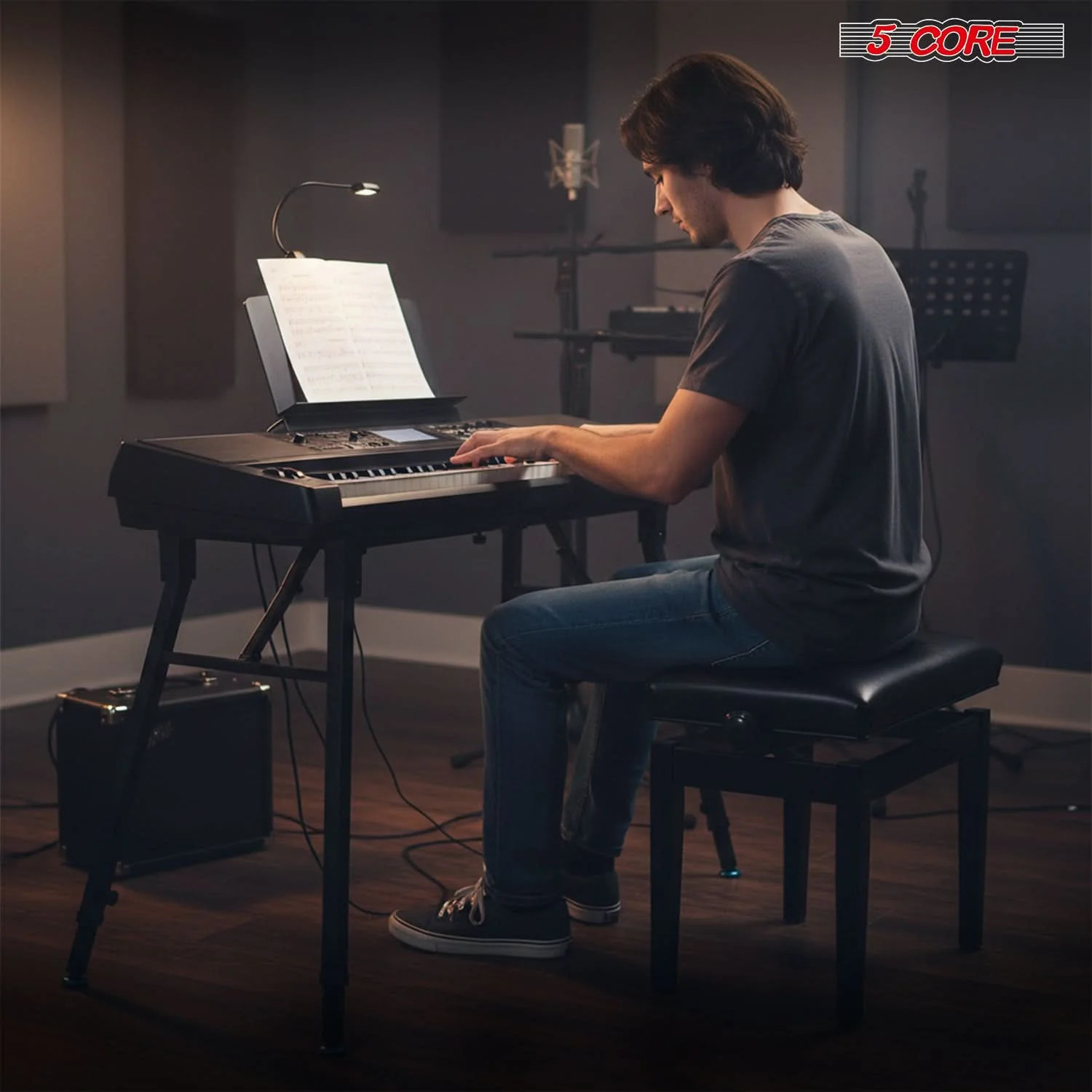 5 Core keyboard Stand Adjustable Electric Piano Holder for 54-88 Key Boards