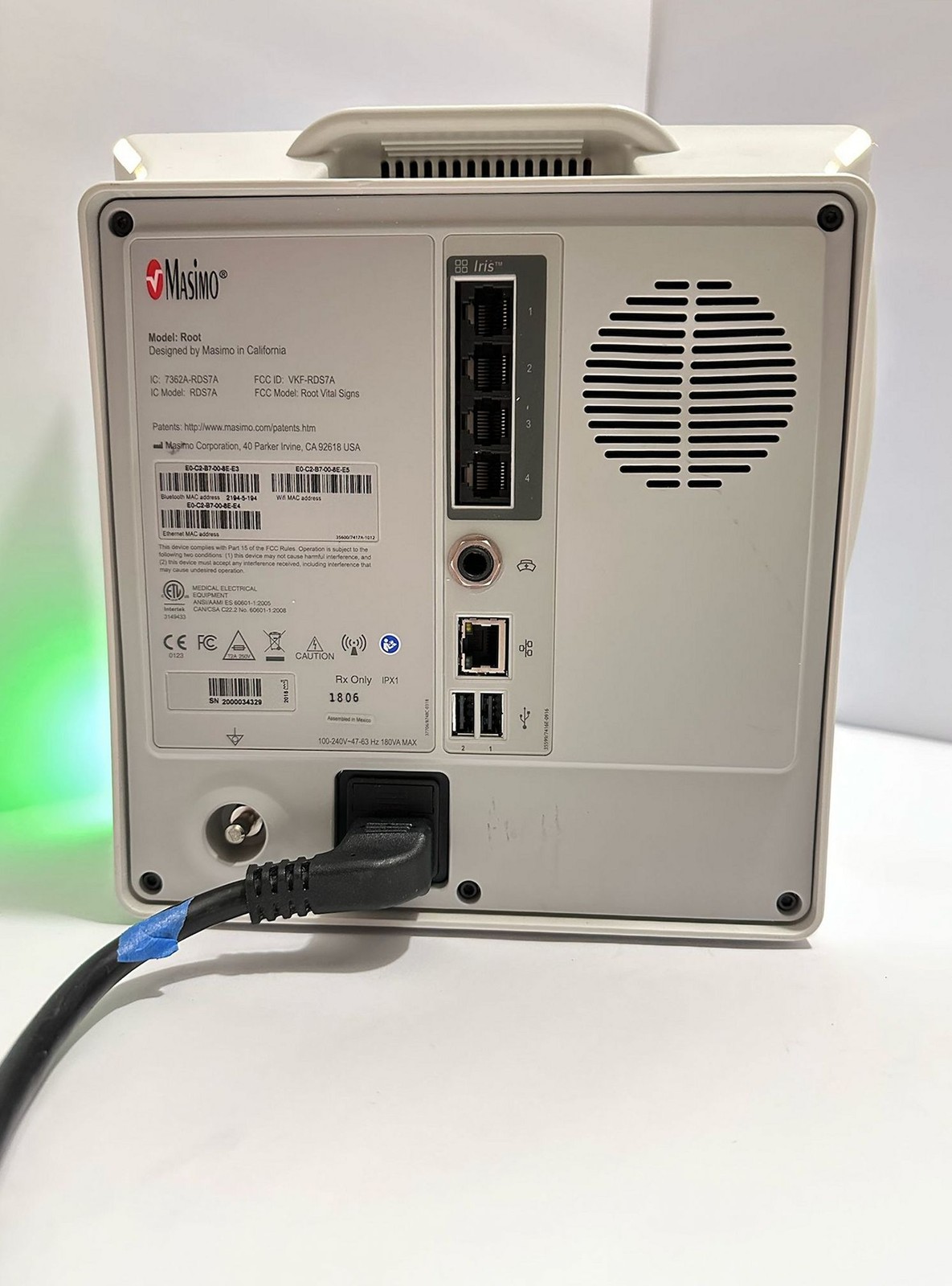 Masimo RDS7A Root Monitor with Masimo Radical 7 Pulse Oximeter