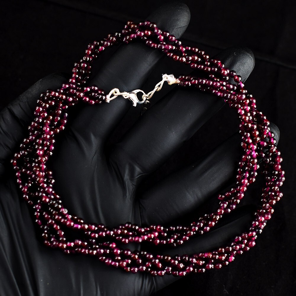 FASHIONISTA RARE 200 CTS NATURAL UNTREATED PURE RED GARNET BEADS NECKLACE