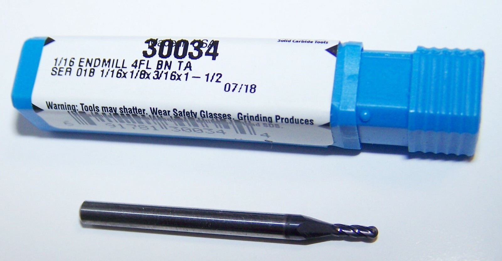 1/16" (.0625") CARBIDE END MILL 4 FLUTE BALL END KYOCERA SGS 30034