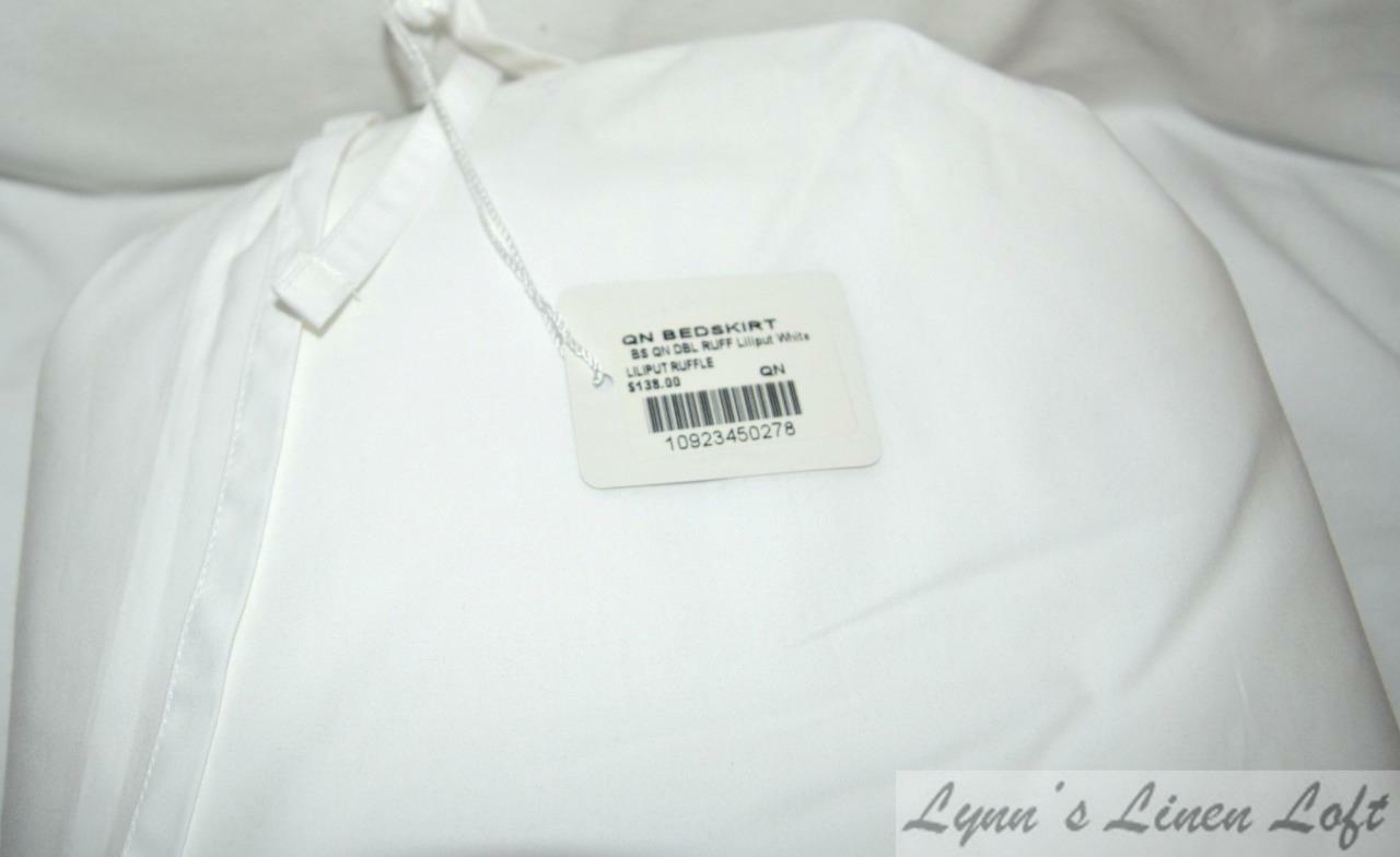 RACHEL ASHWELL COUTURE Liliput White Double Ruffle QUEEN BEDSKIRT Shabby Chic