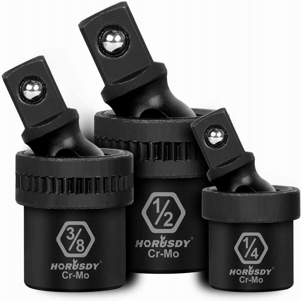 HORUSDY Premium Impact Universal Joint Socket Swivel set 3Pc Ball 1/2" 3/8" 1/2"