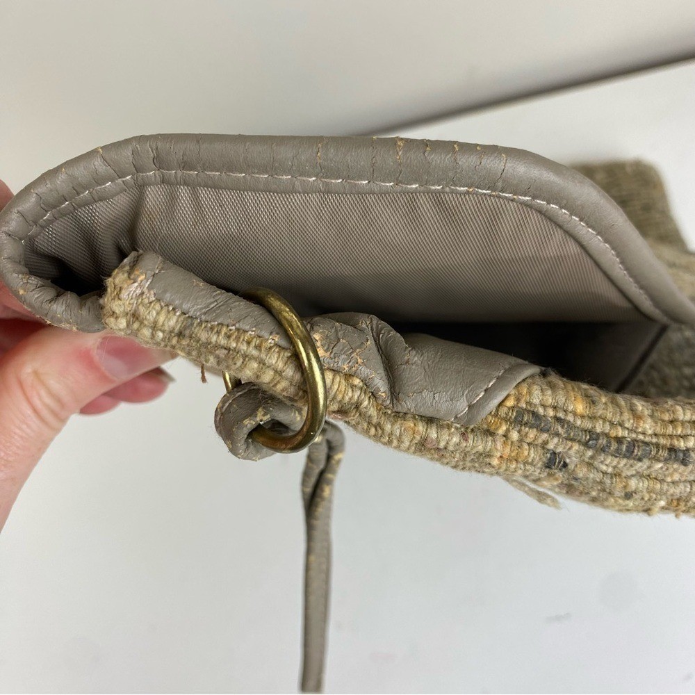 Vintage 80s Bagland Faux Leather Tapestry Patchwork Large Clutch Purse Wristlet