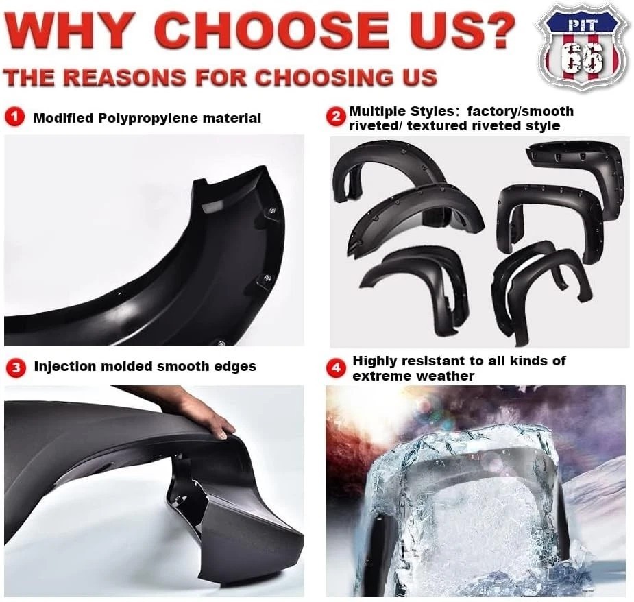 PIT66 Fender Flares, Compatible With Chevy Silverado GMC Sierra 1999-2006/Suburb