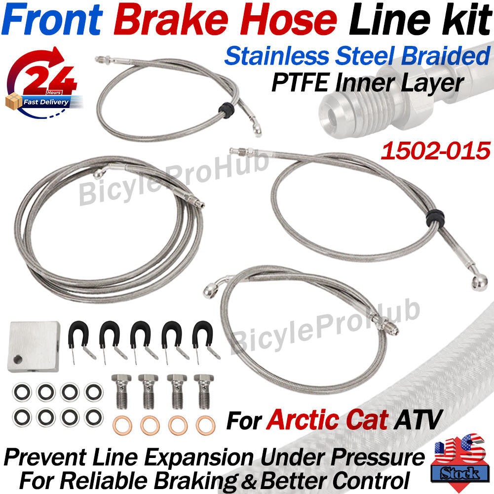 Front Braided Brake Hose Line Kit For Arctic Cat Thundercat 1000 2008 2009 2010