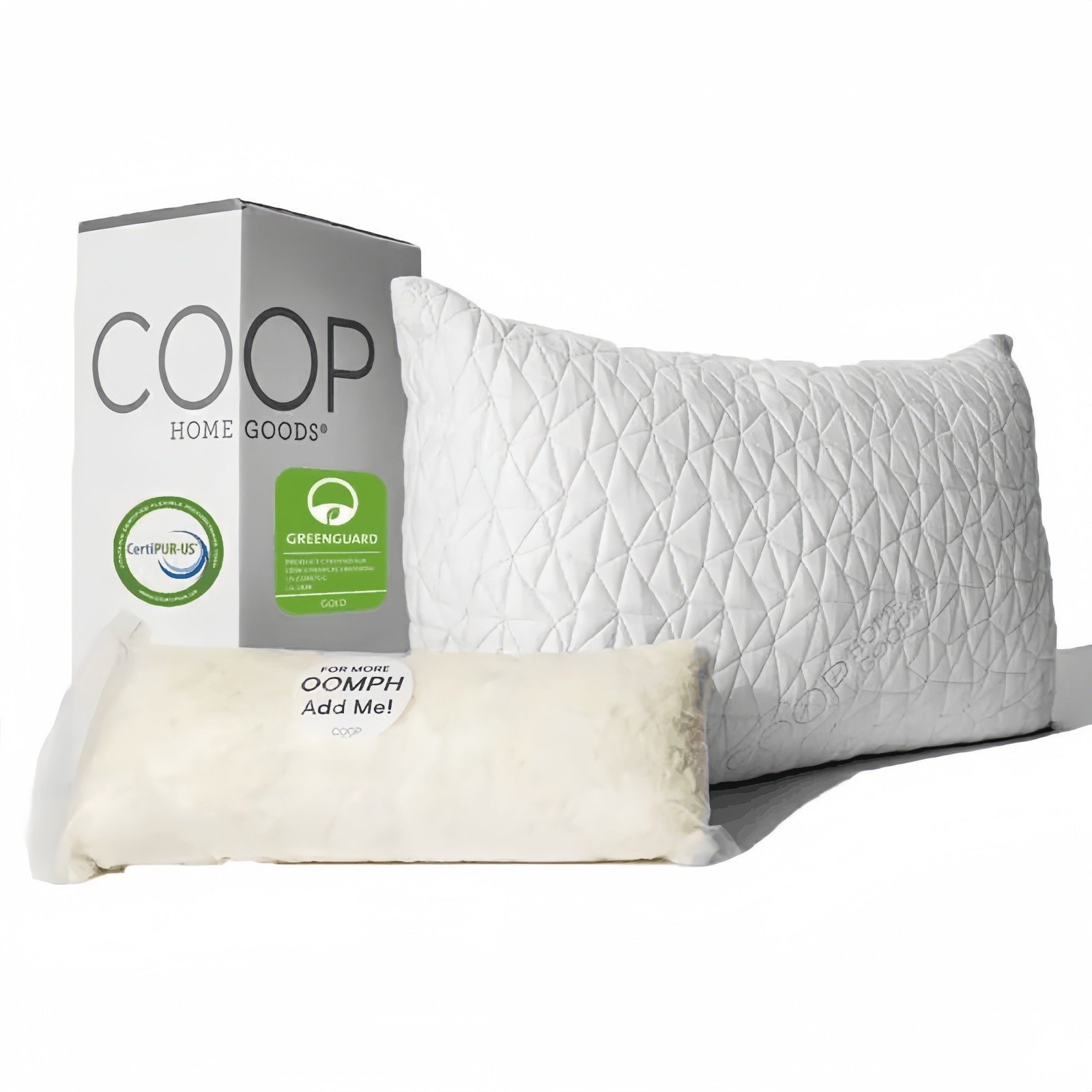 Coop Home Goods Memory Foam Pillow Adjustable Loft Pillow For Bed Sleeping Queen