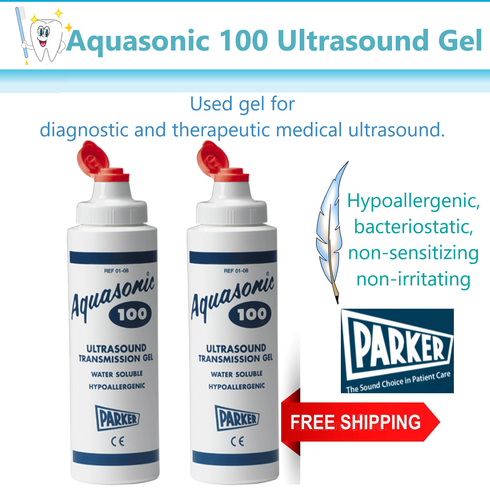 Ultrasound Transmission Gel AQUASONIC 100 8.5oz Squeeze Bottle PARKER LABS
