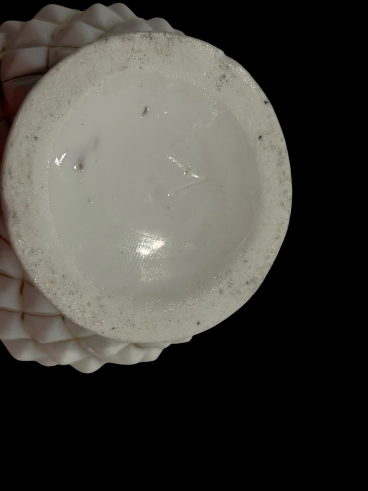 Victorian Milk Glass Inkwell With Gilding