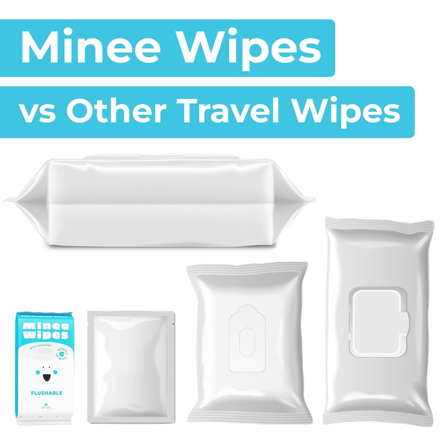 Hypoallergenic Travel Wipes - Safe & Flushable for All Ages - 48 Count