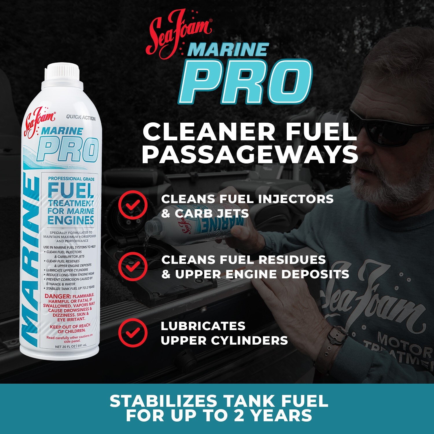 Sea Foam Marine PRO Gasoline Boat Fuel Treatment MP20 20oz Pack of 2