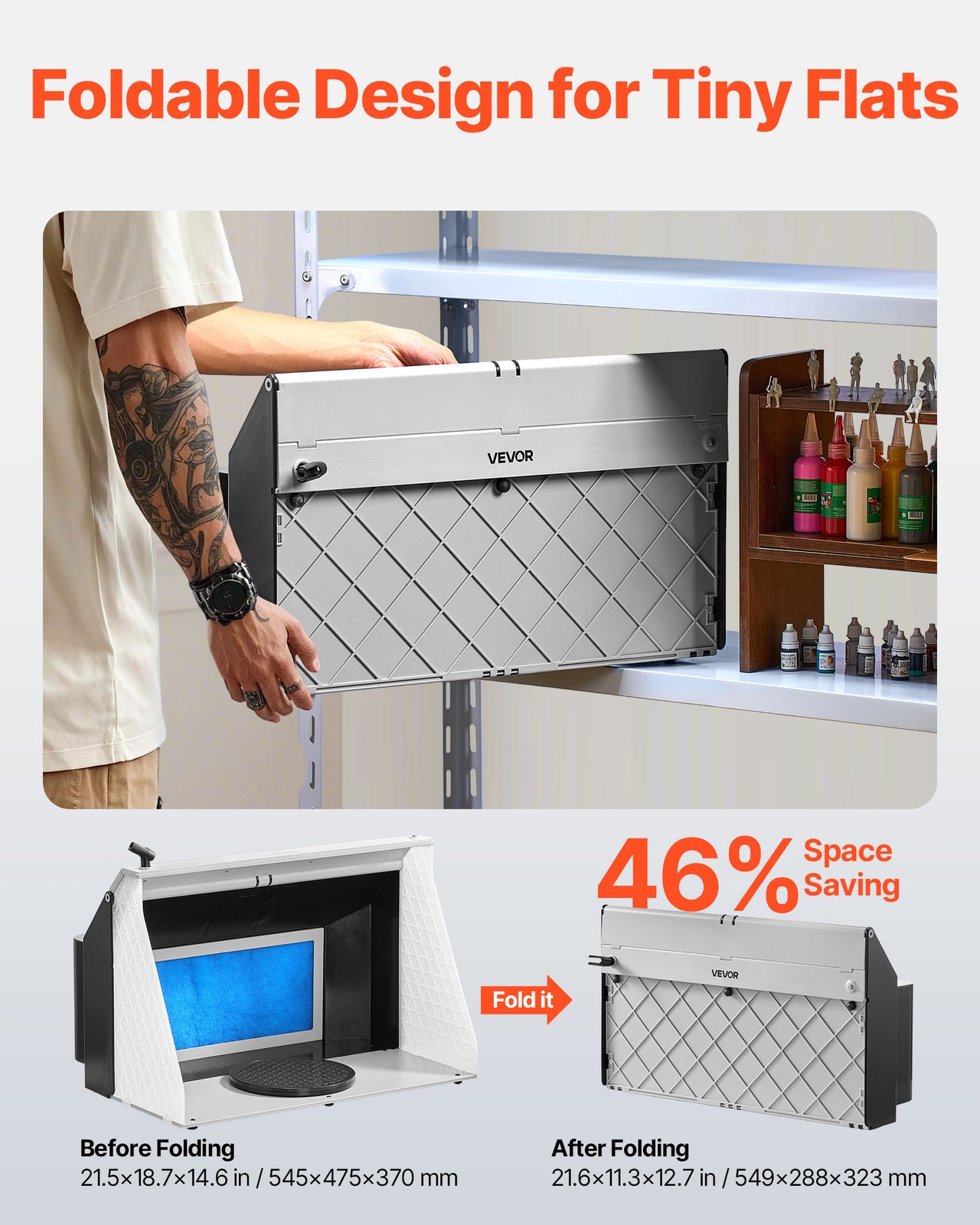 VEVOR Airbrush Spray Booth Hobby Paint Spray Booth with Dual Fans 3 LED Lights