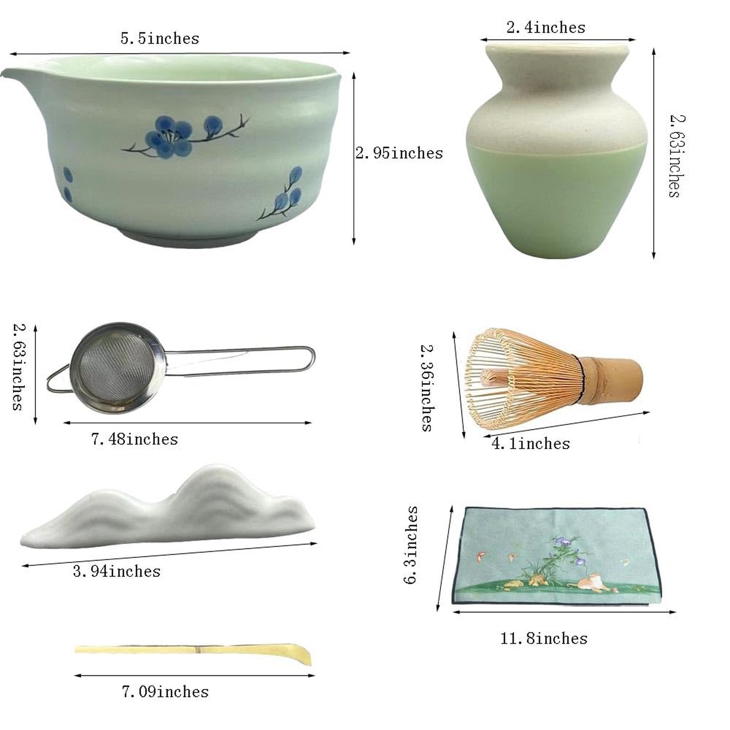 matcha whisk set, including matcha bowl, matcha whisk and stand, sieve, spoon...