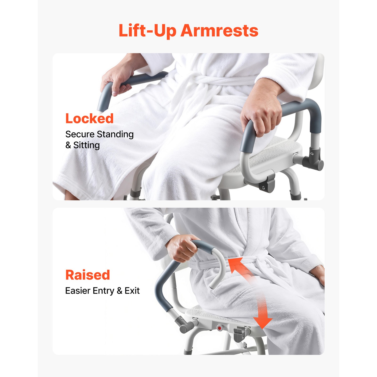 Uimoso Swivel Shower Chair with Arms and Back, Heavy Duty