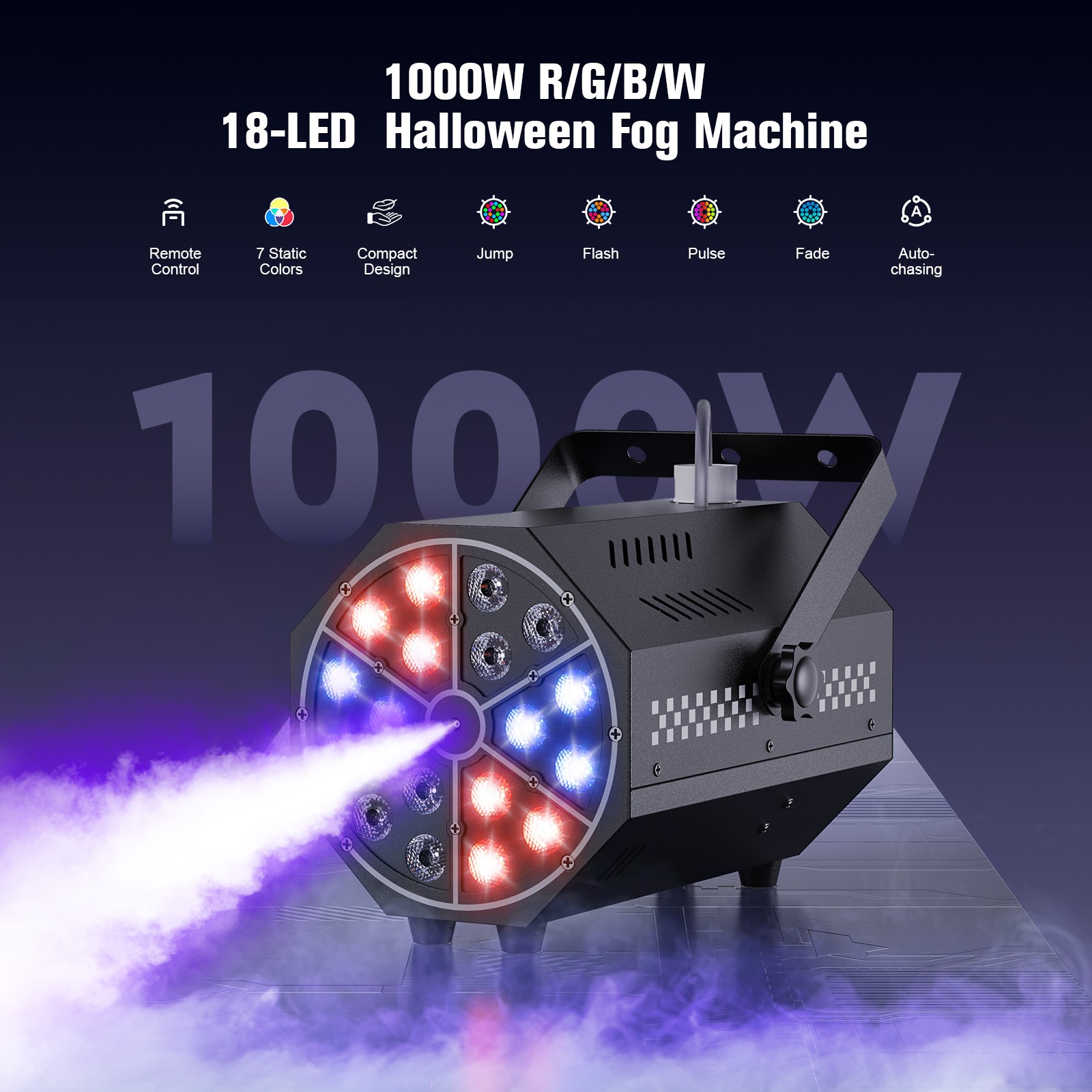 Smoke Fog Machine DMX DJ Party Vertical Spray Fog Stage Light RGB 18 LED Light