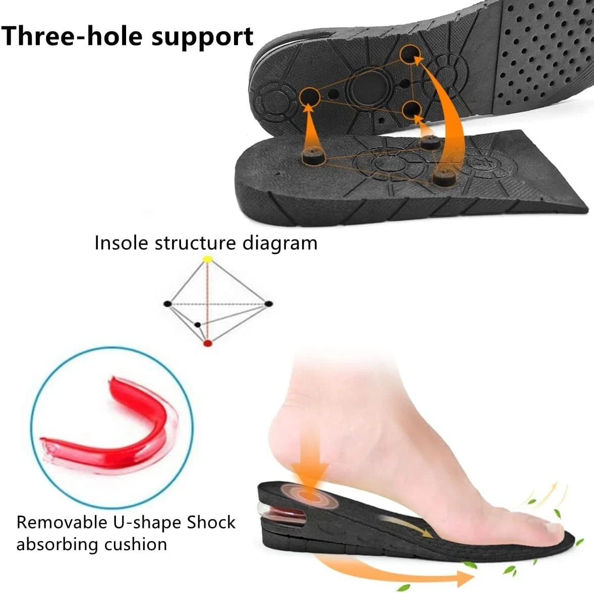Height Increase Insoles Men Women Invisible Heel Lift Taller Shoe Inserts Pad US