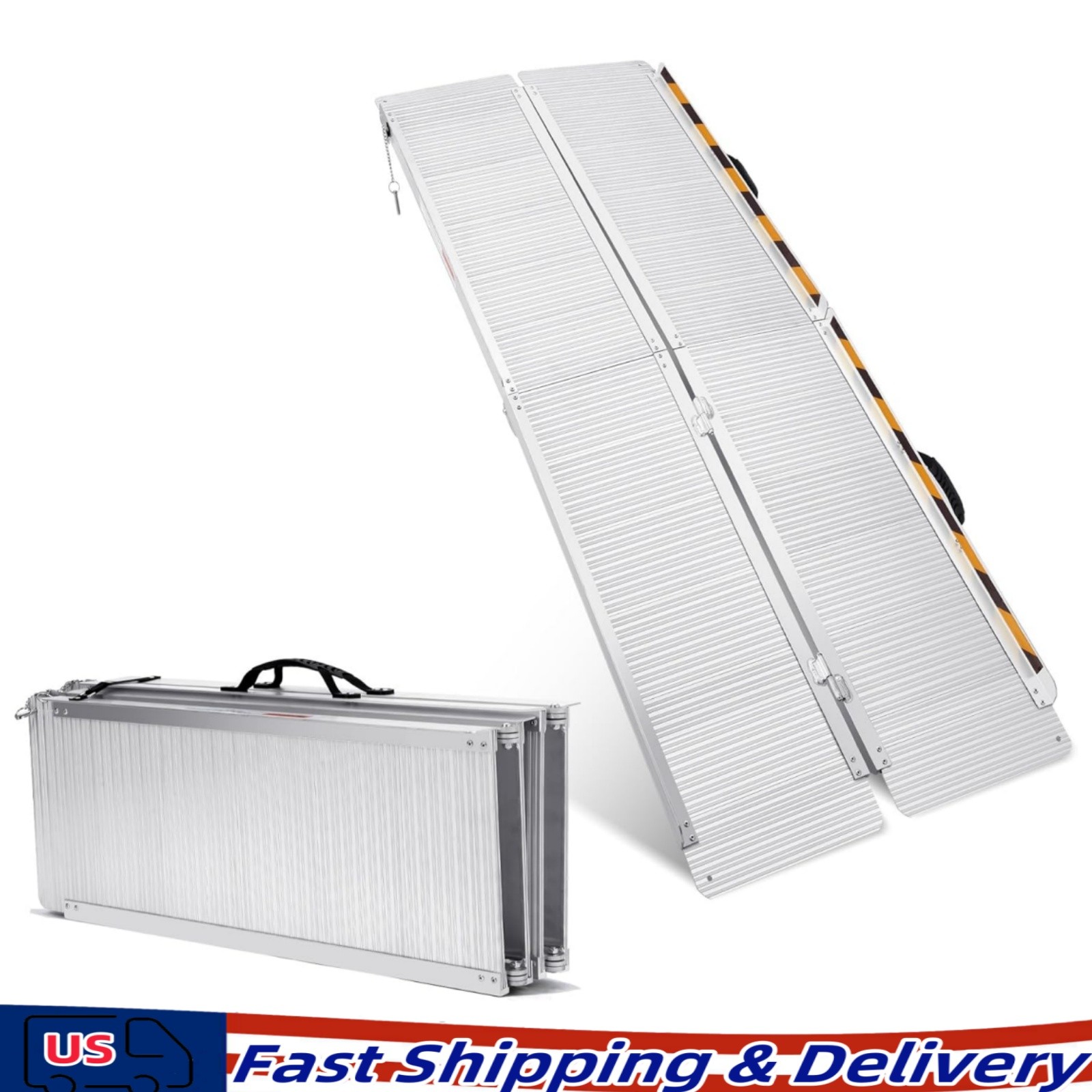 2/3/4/5/6/7/8 FT Folding Aluminum Wheelchair Ramp Mobility Ramp 600 lbs Non-Slip