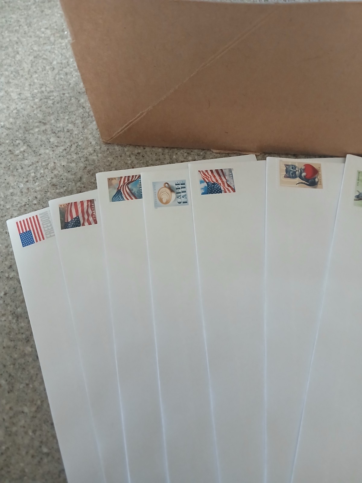 500 Forever Stamped Envelopes - #10 White Woved Security 4 1/8" X 9 1/2" Gummed