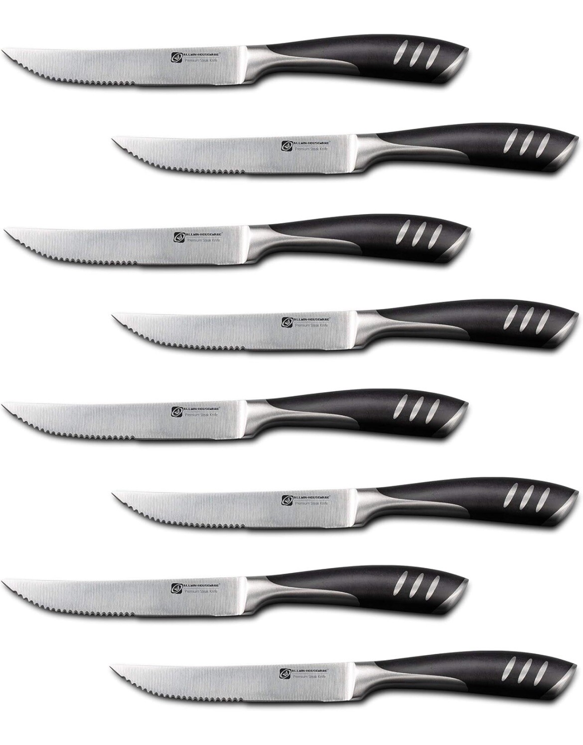 Premium 8-Piece German High Carbon Stainless Steel Steak Knife Set, Double Full